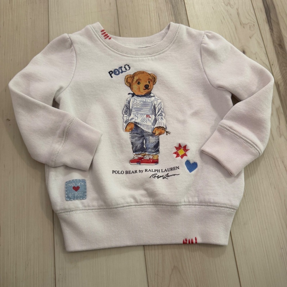 Polo Ralph Lauren Toddler Girls Polo Bear Sweatshirt Off White 2T